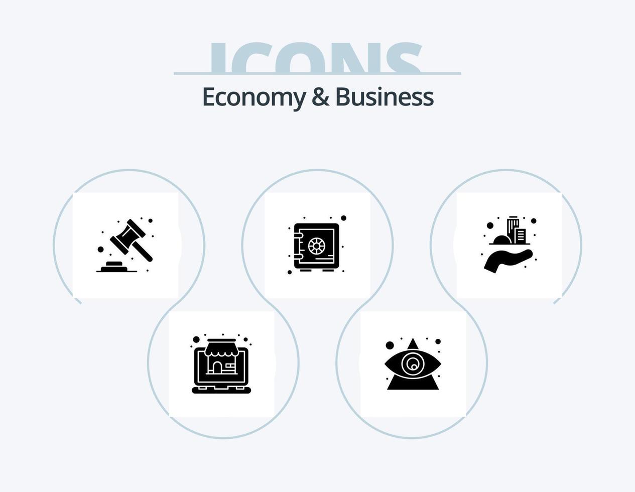 Economy And Business Glyph Icon Pack 5 Icon Design. business. bank. auction. safe. deposit vector