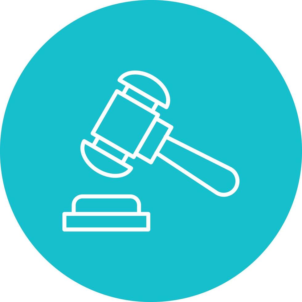 Judge Hammer Line Circle Background Icon vector