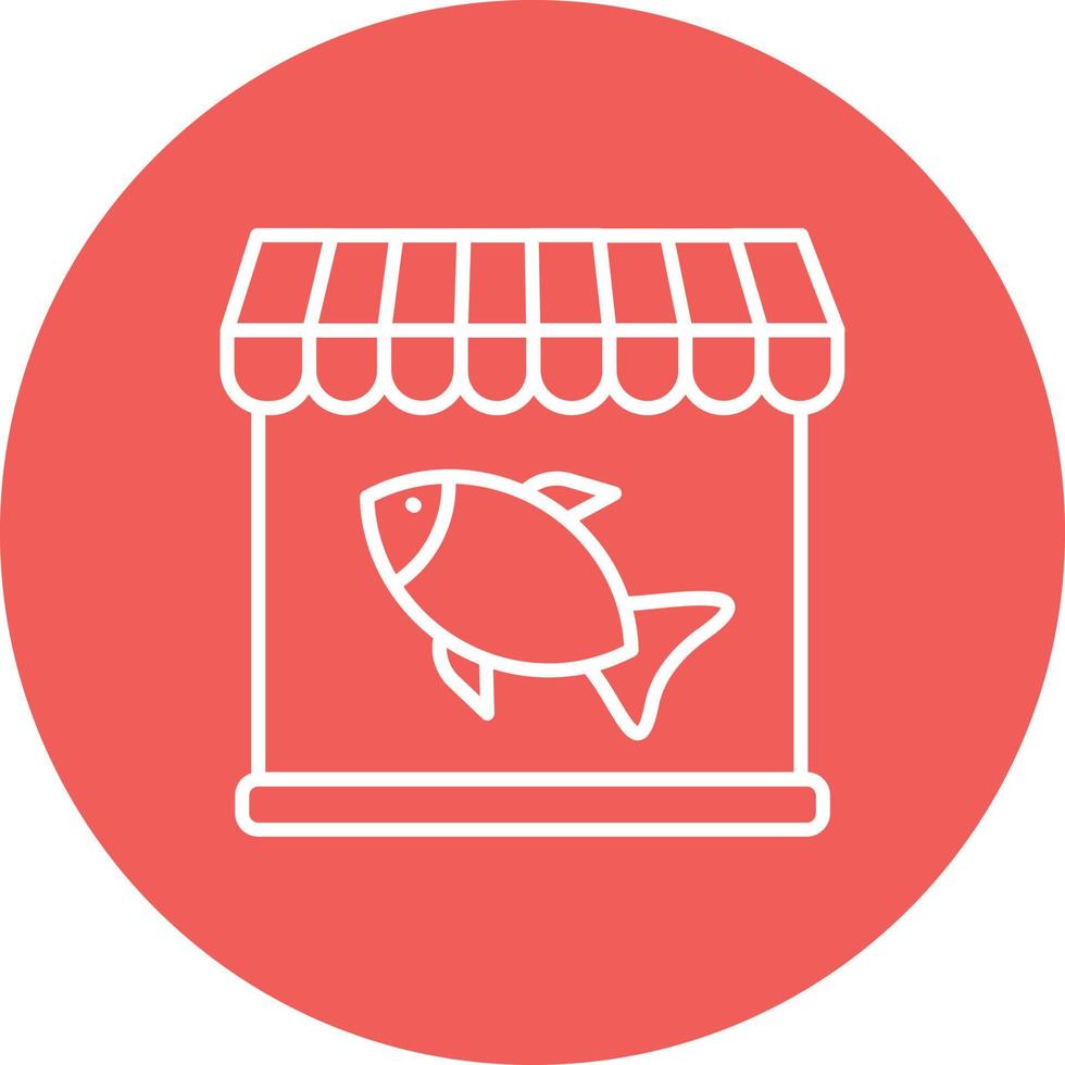 Fish Shop Line Circle Background Icon vector