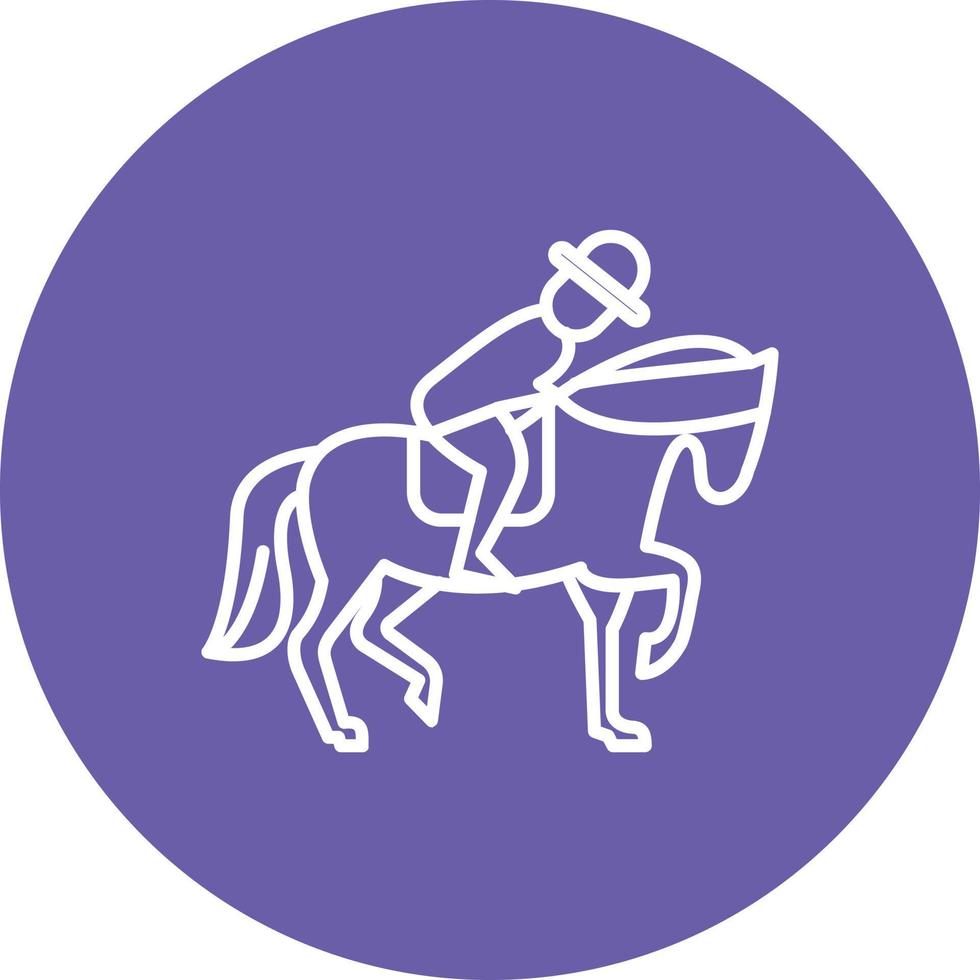Horse Rider Line Circle Background Icon vector