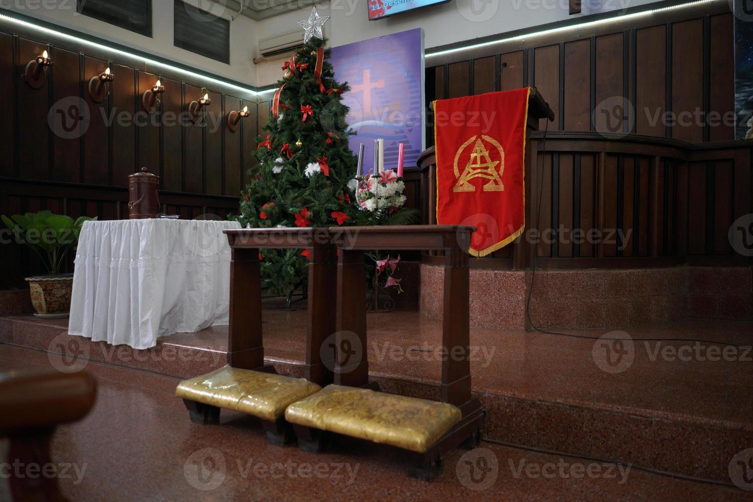 Church Room Arrangement and Decoration for Wedding Ceremony in Indonesia photo