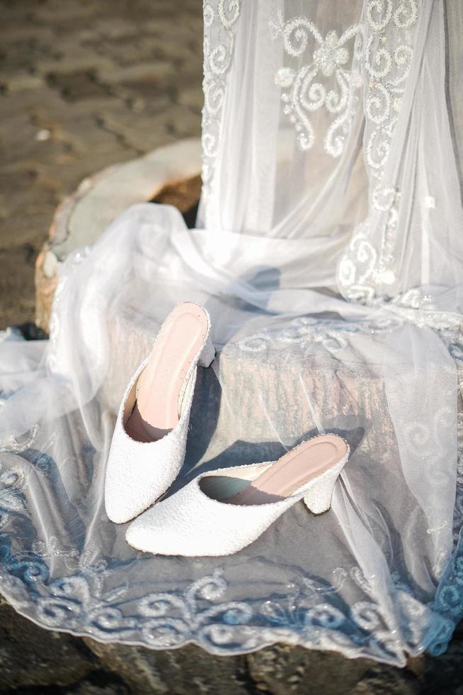 A Pair of Bride's Shoes for Wedding Ceremony photo