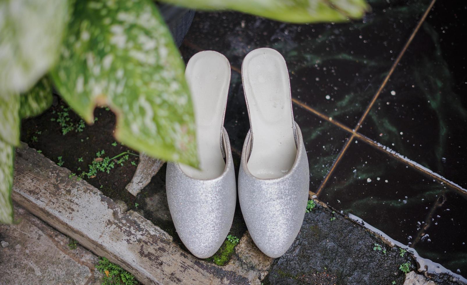 A Pair of Bride's Shoes for Wedding Ceremony photo