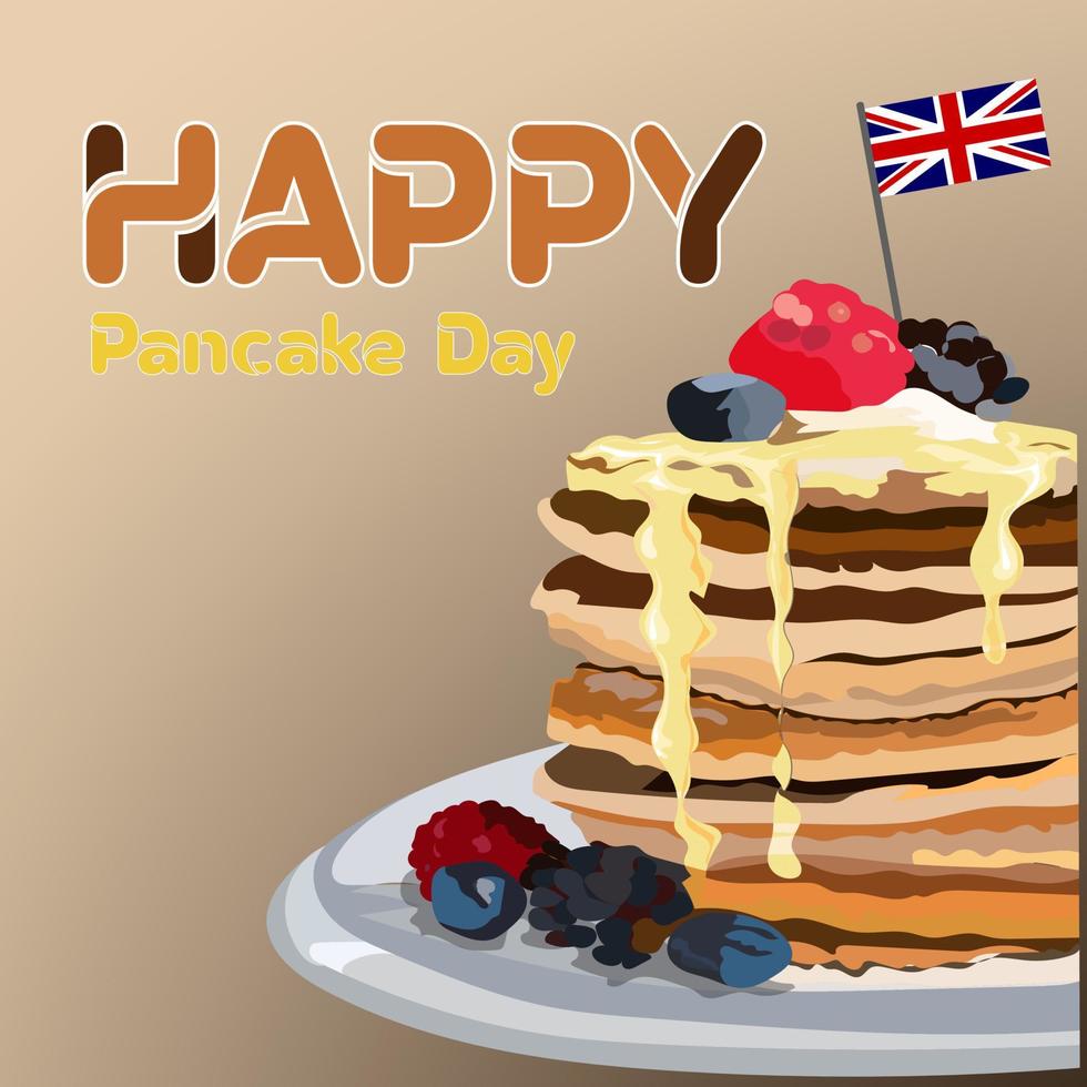 pancakes, pancakes with strawberry jam with a beautiful red color, perfect for pancake day can be applied to banners, social media promotions vector