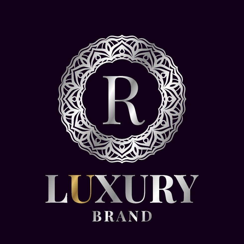 letter R luxury initial circle vector logo design