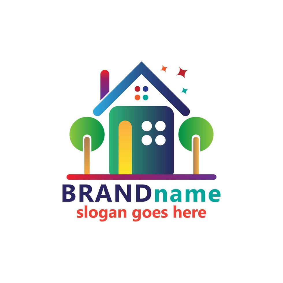 Abstract house logo design template. Colorful house sign. House logo vector icon