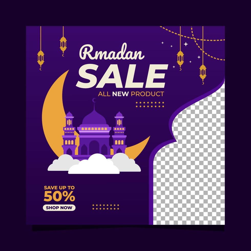 Ramadan sale social media post template design banners square vector