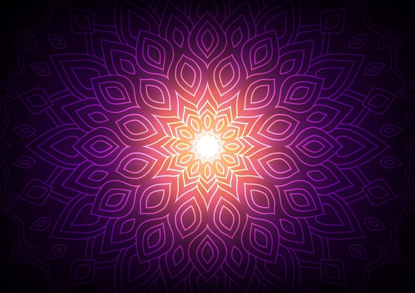 fondo de flor de luz rosa y púrpura de estilo moderno de mandala vector