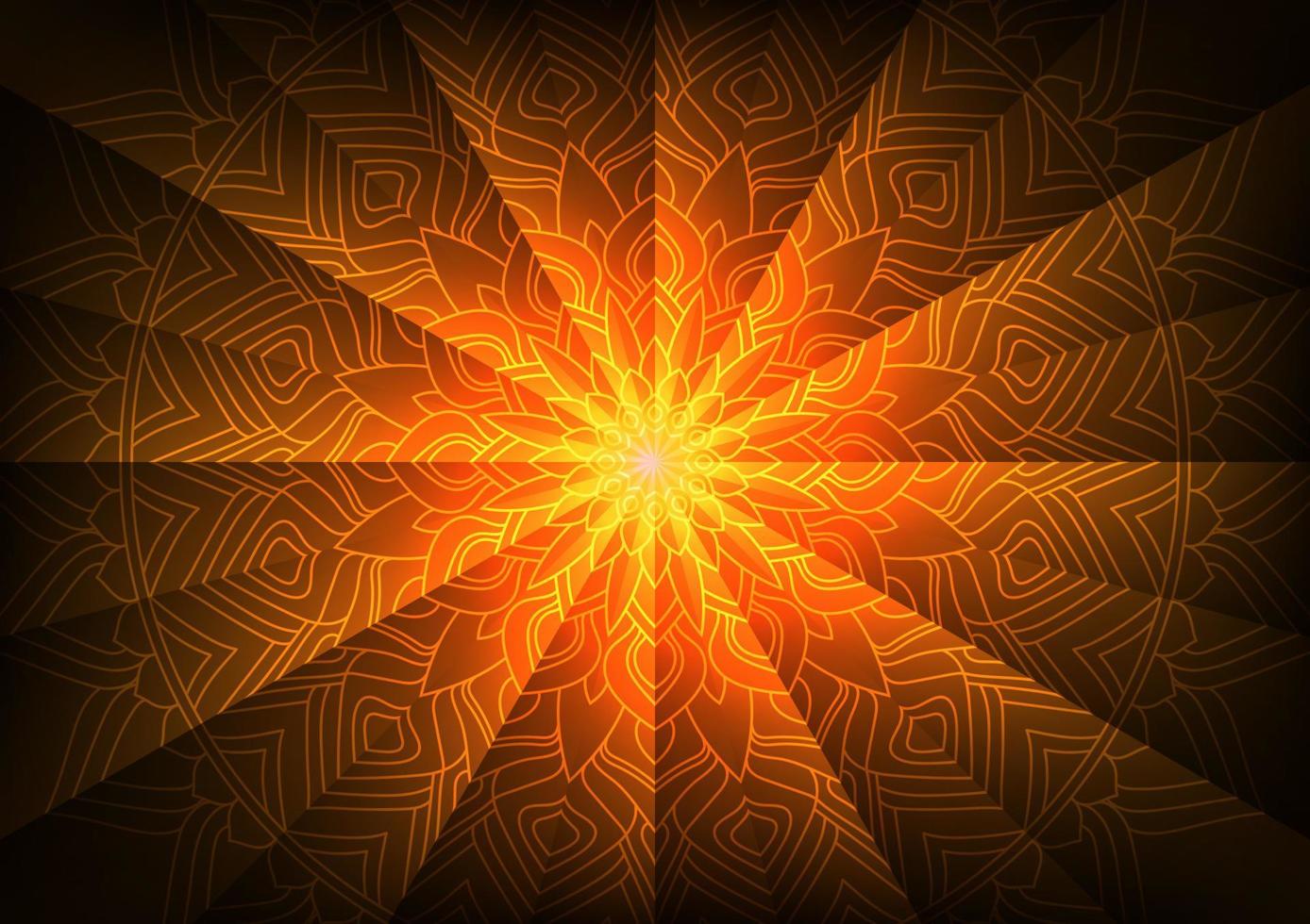 Sunrise mandala flower pattern modern style geometry background vector