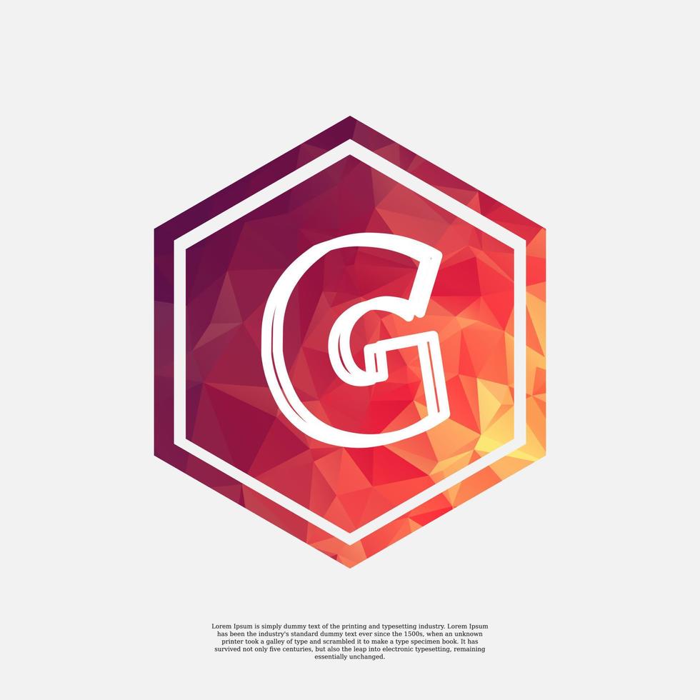 letter G on colorful polygon vector design template with white background