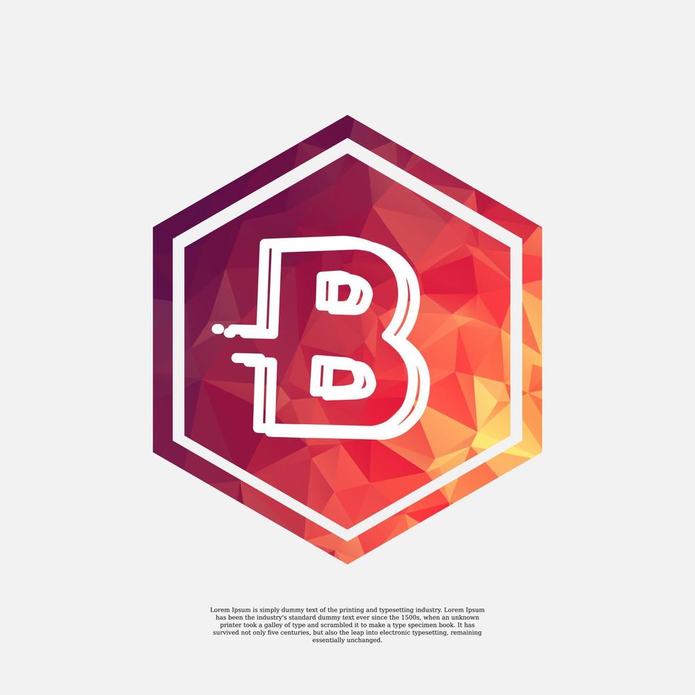 letter B on colorful polygon vector design template with white background