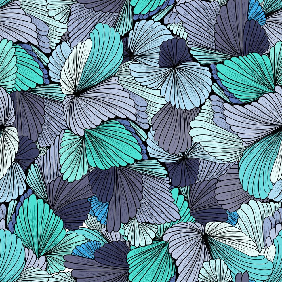 Vector seamless pattern with hand drawn scallop seashells