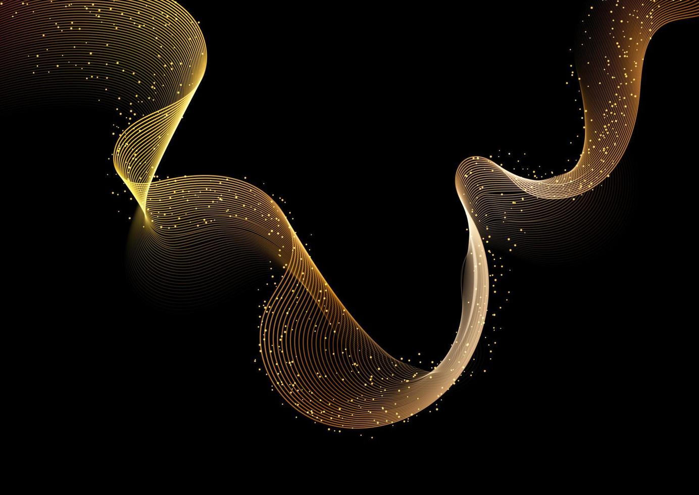 abstract background with golden flowing waves vector