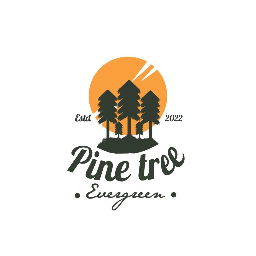 Fir tree vintage logo, christmas tree vector