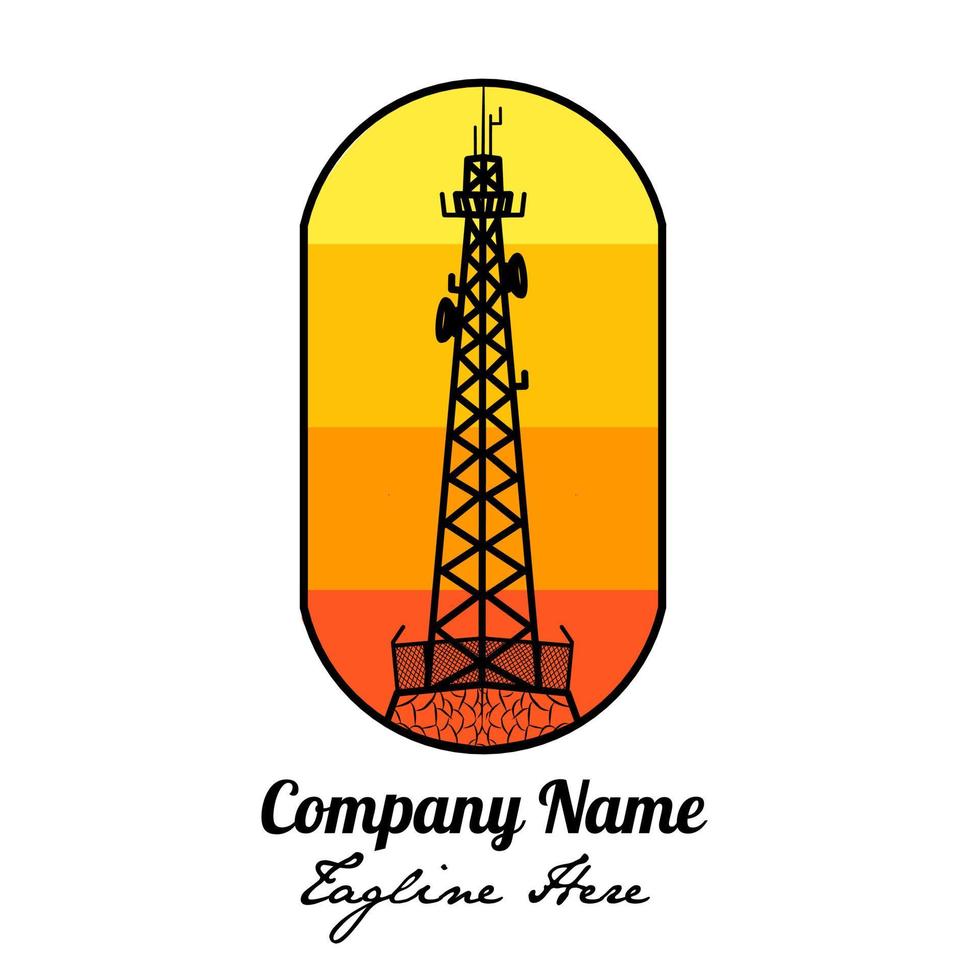 Signal transmitter logo, signal tower. information resource technology vector