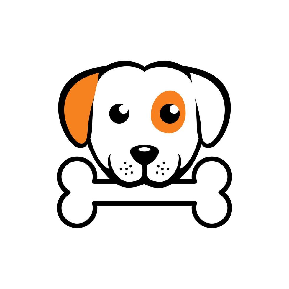dog biting bone logo vector