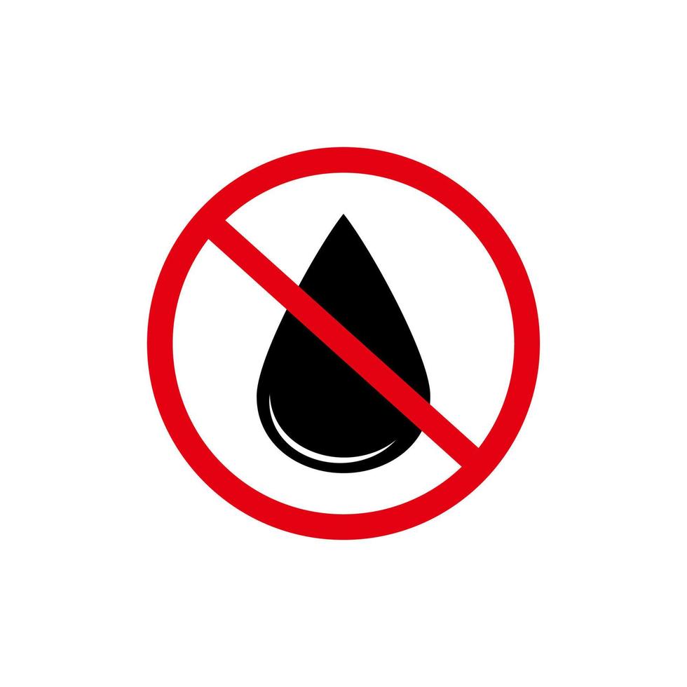 No Water drop sign icon vector