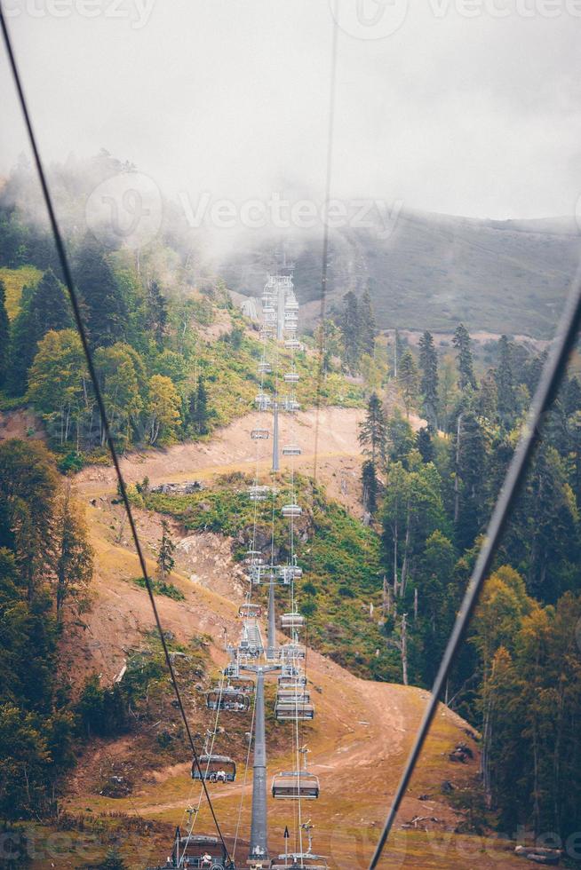 Ropeway on top Roza Peak. Sochi, Krasnodar Krai, Russia photo