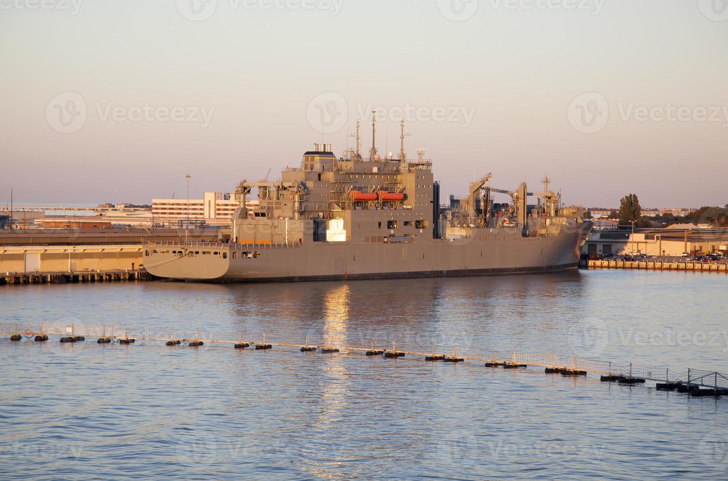 Norfolk Navy Ship With A Reflection At Dusk photo