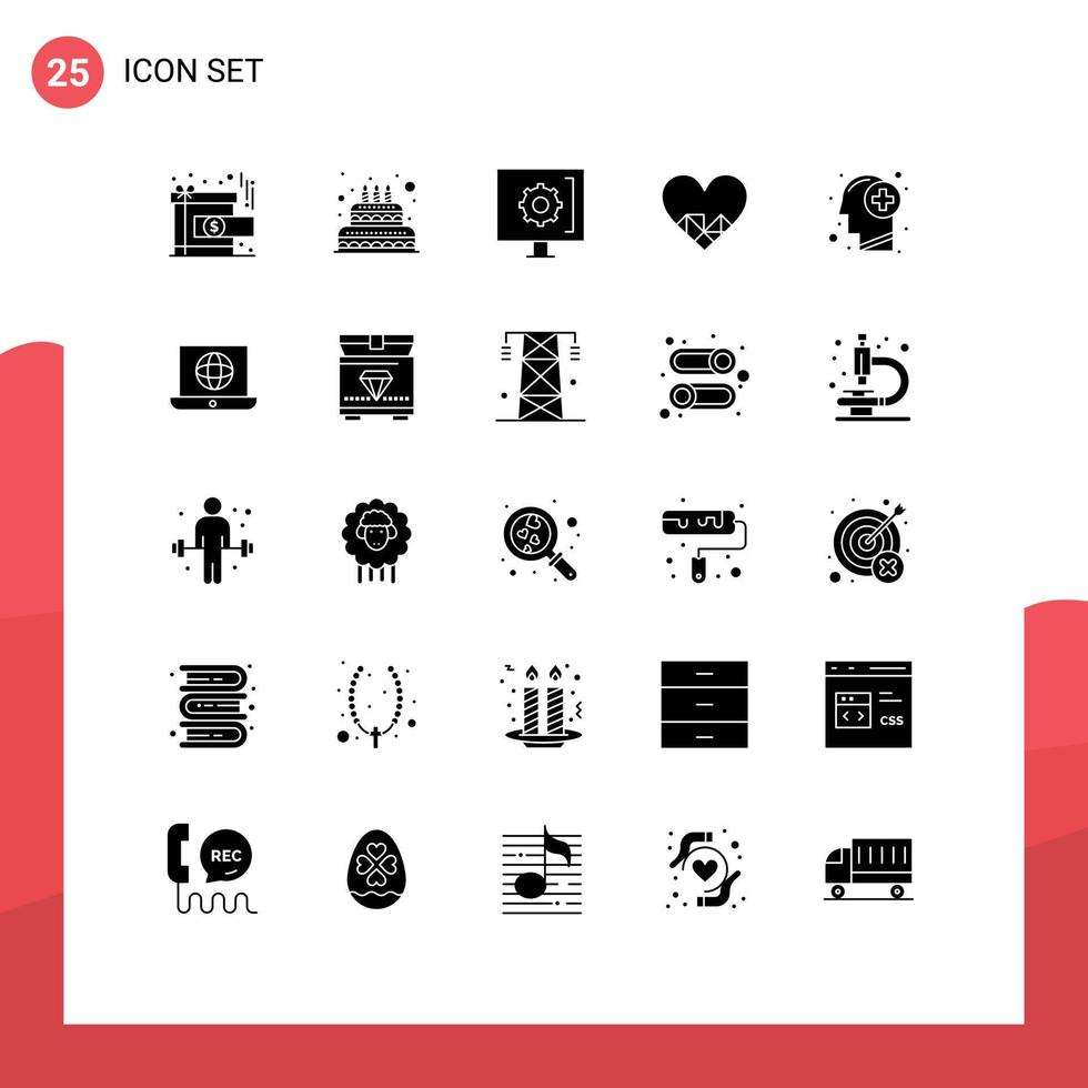 25 Creative Icons Modern Signs and Symbols of head like contact love support Editable Vector Design Elements