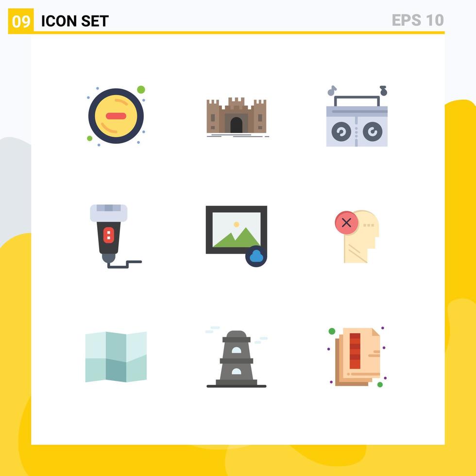 Universal Icon Symbols Group of 9 Modern Flat Colors of image scanner music price machine Editable Vector Design Elements