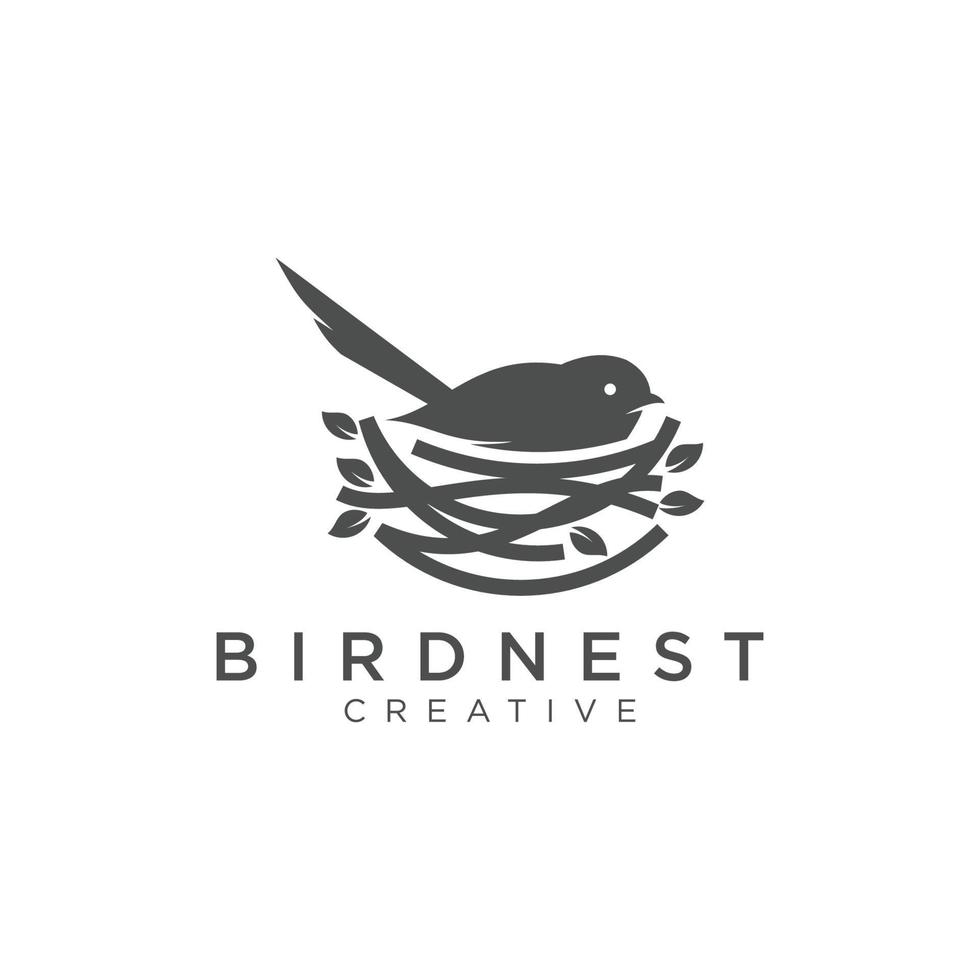 increíble diseño de logotipo de pájaro y nido vector