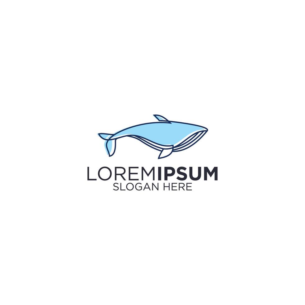 Whale line art logo design vector