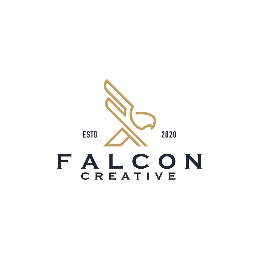 Falcon line art logo design vector