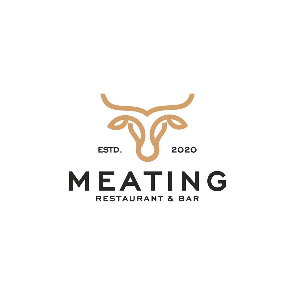 Beef bull logo. Steak grilled and BBQ meats logo vector