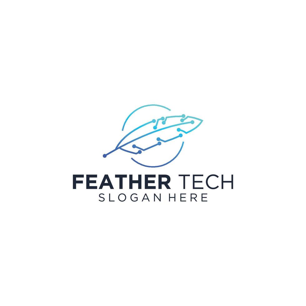 Feather technology logo vector