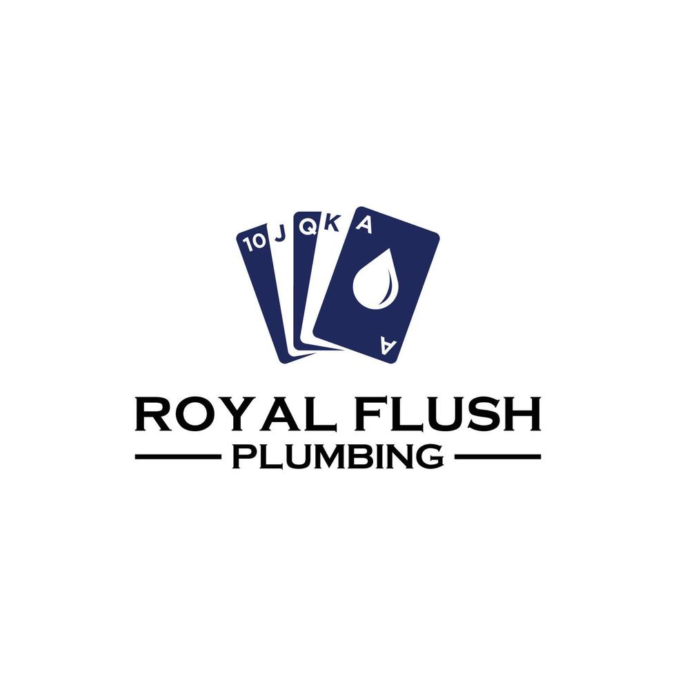 Royal flush plumbing logo design vector