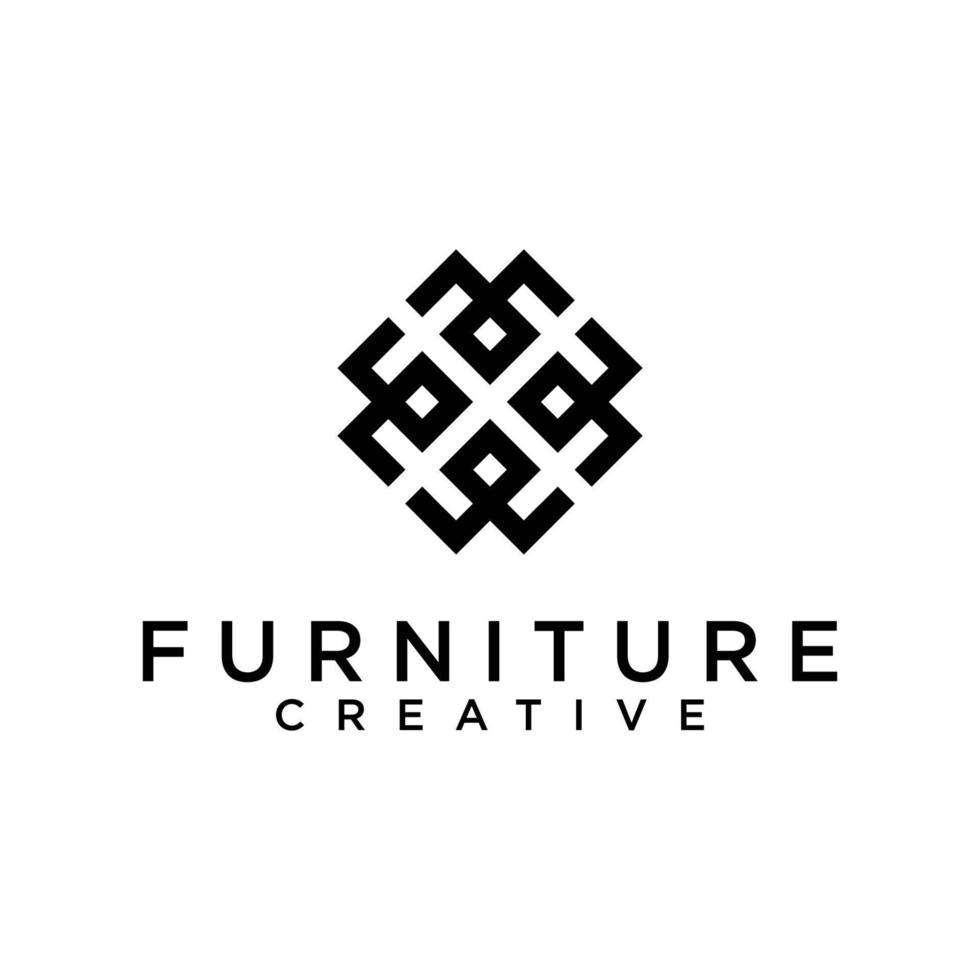 Minimalist furniture logo design vector