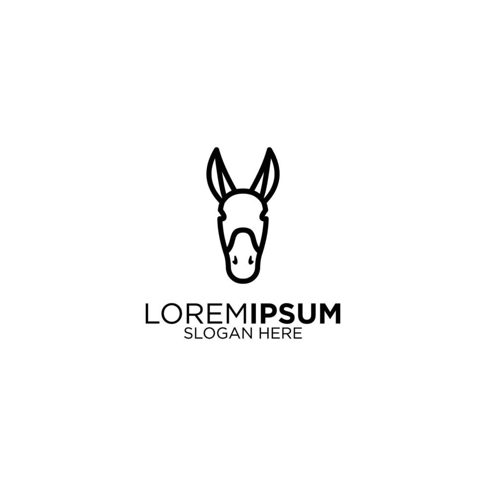 Donkey line art logo design illustration vector