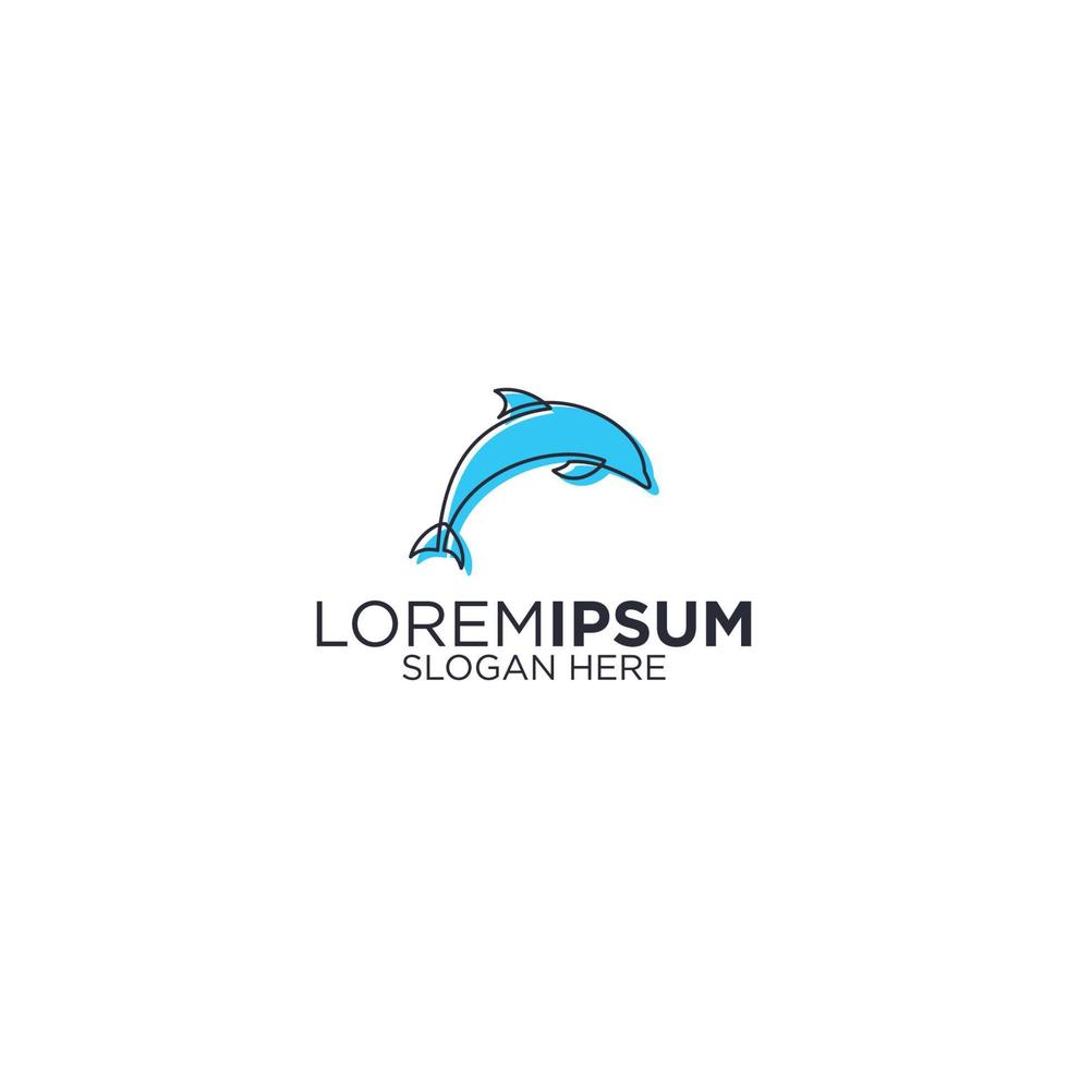 Dolphin line art logo design vector