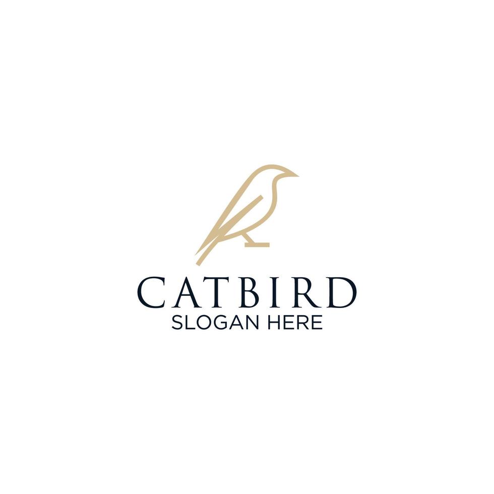 plantilla de diseño de logotipo de arte de línea catbird vector
