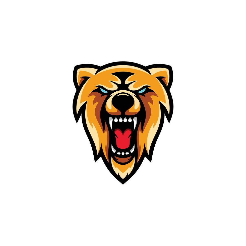 diseño de logotipo de mascota de cabeza de oso e deporte vector