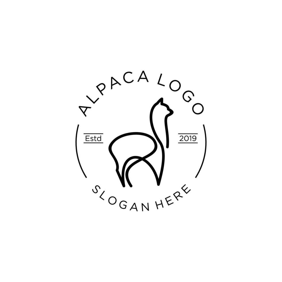 diseño de logotipo de arte de línea de alpaca vector