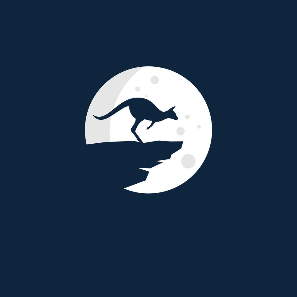 Kangaroo Moon illustration logo design vector