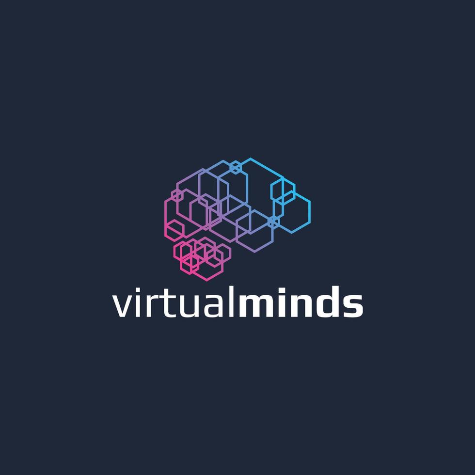 diseño de logotipo de mente virtual vector