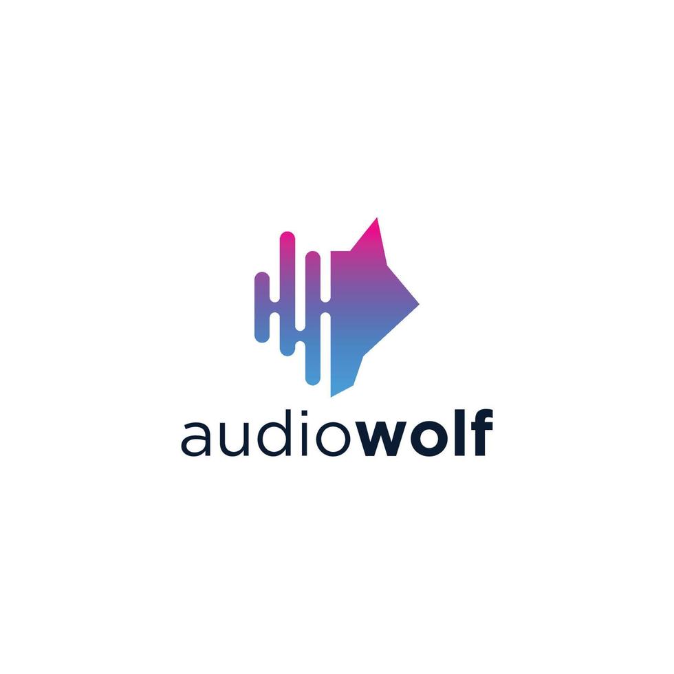 logotipo de tecnología de audio y lobo vector