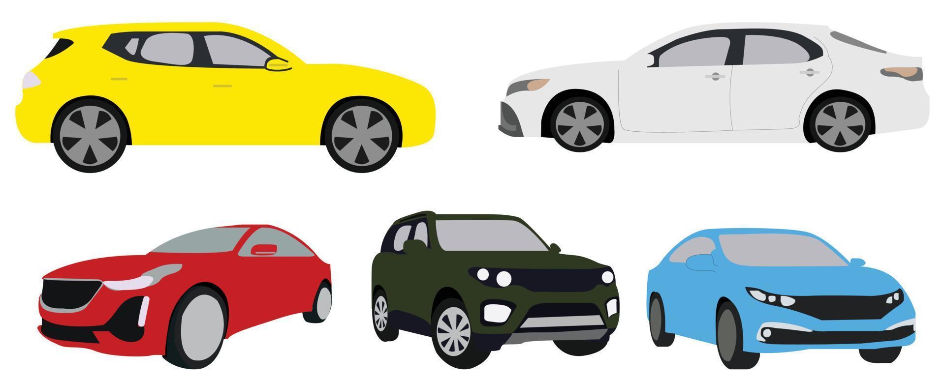 Car vector template on white background. Taxis and minivans, cabriolets and pickups. Urban, city car and vehicle transport vector flat icons. All elements of the group are on separate layers.