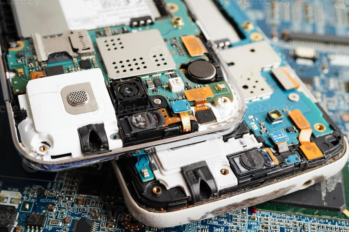 Repairing and upgrade mobile phone, electronic, computer hardware and technology concept. photo