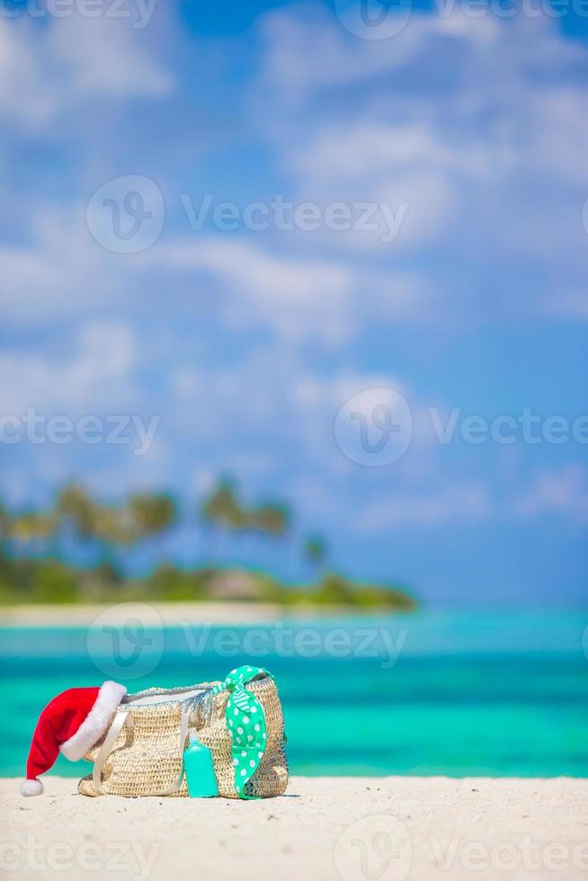 Beach accessories on white tropical beach photo