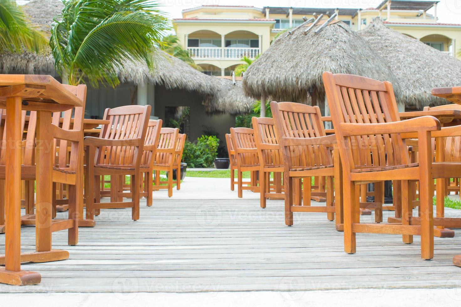 Outdoor cafe on tropical beach at Caribbean photo