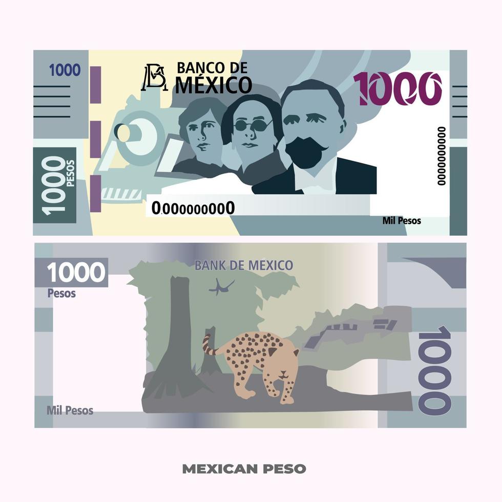 ilustración vectorial del billete de 1000 pesos mexicanos. eps escalables y editables vector