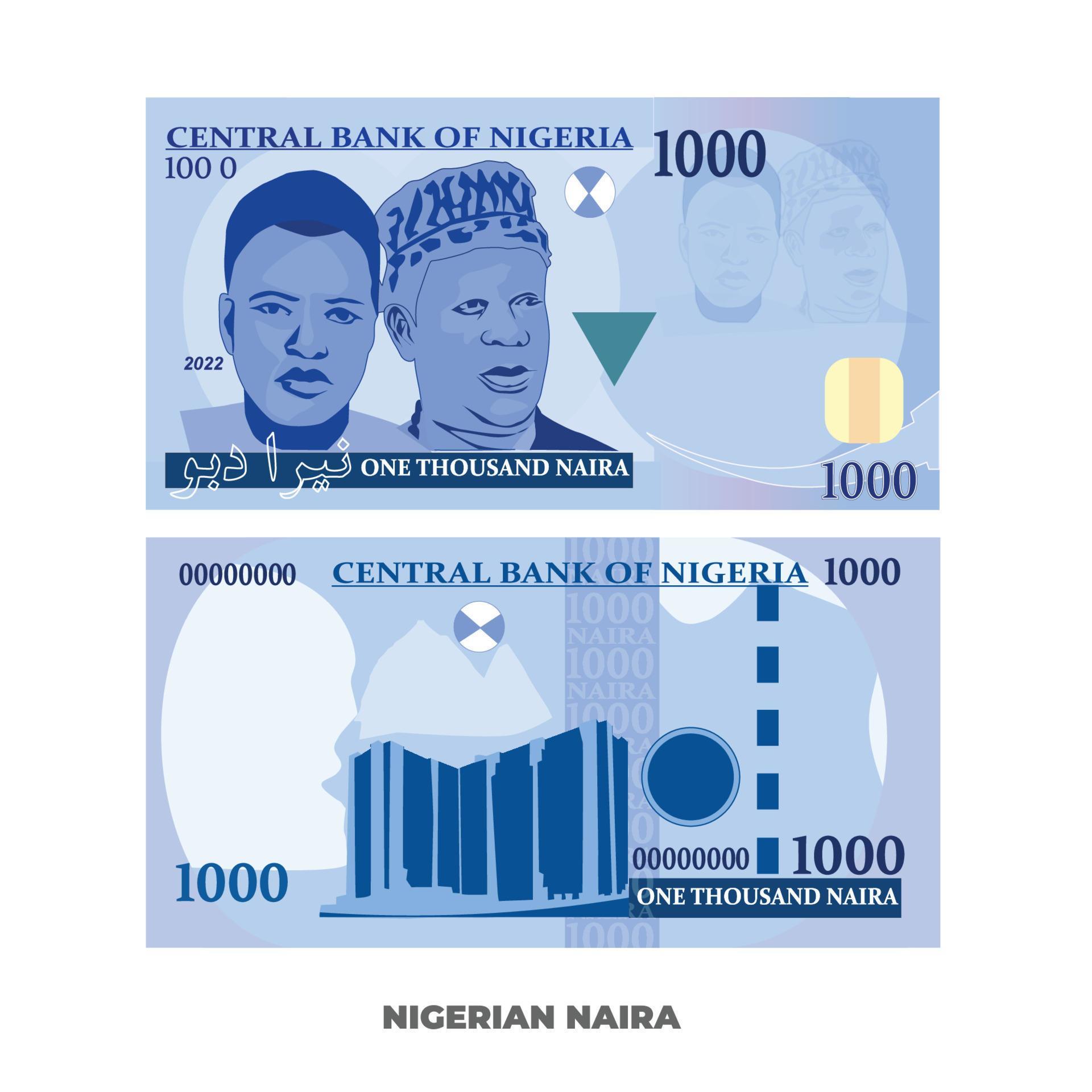Vector Illustration Of 1000 Nigerian Naira Note Scalable And Editable 
