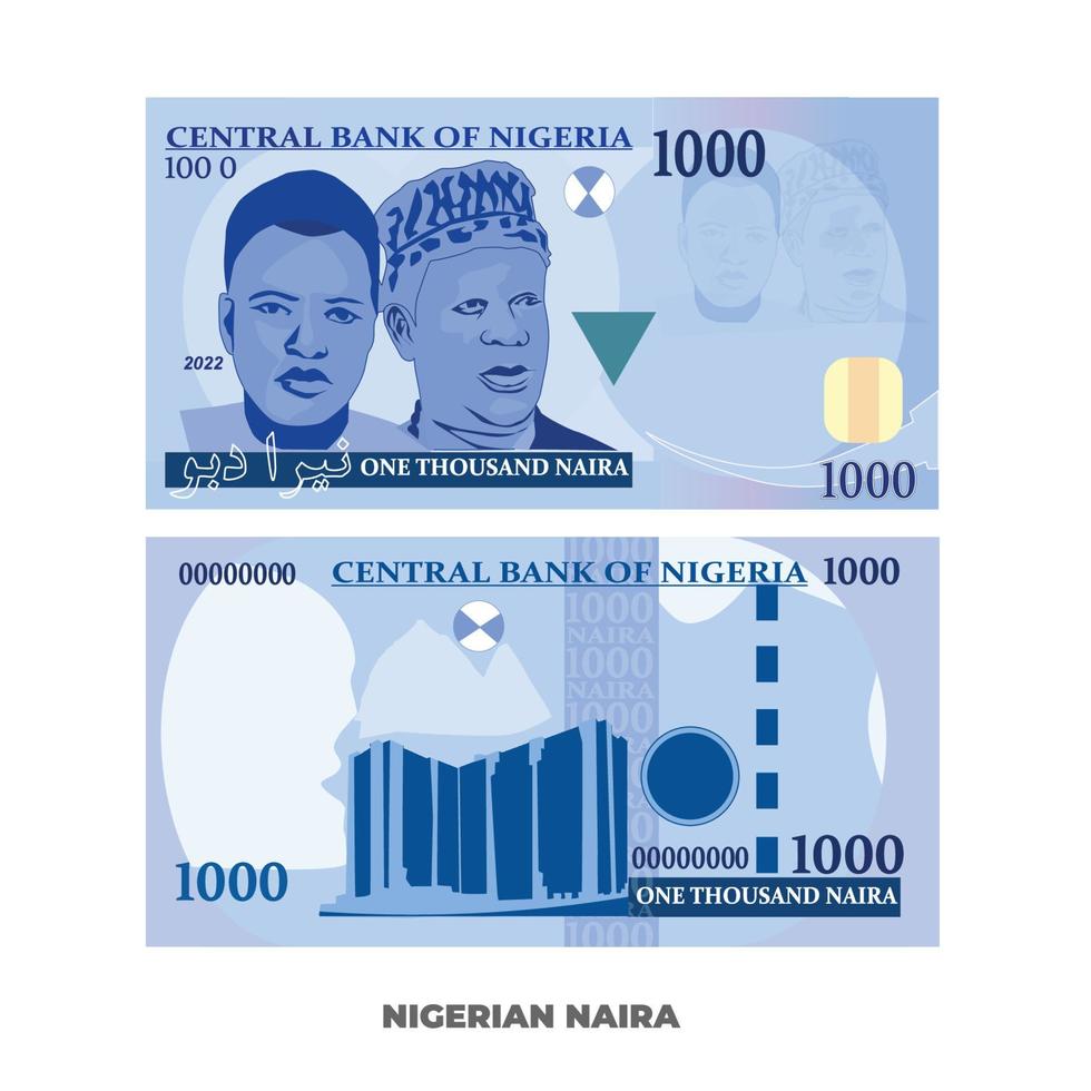 ilustración vectorial del billete de 1000 nairas nigerianos. eps escalables y editables vector