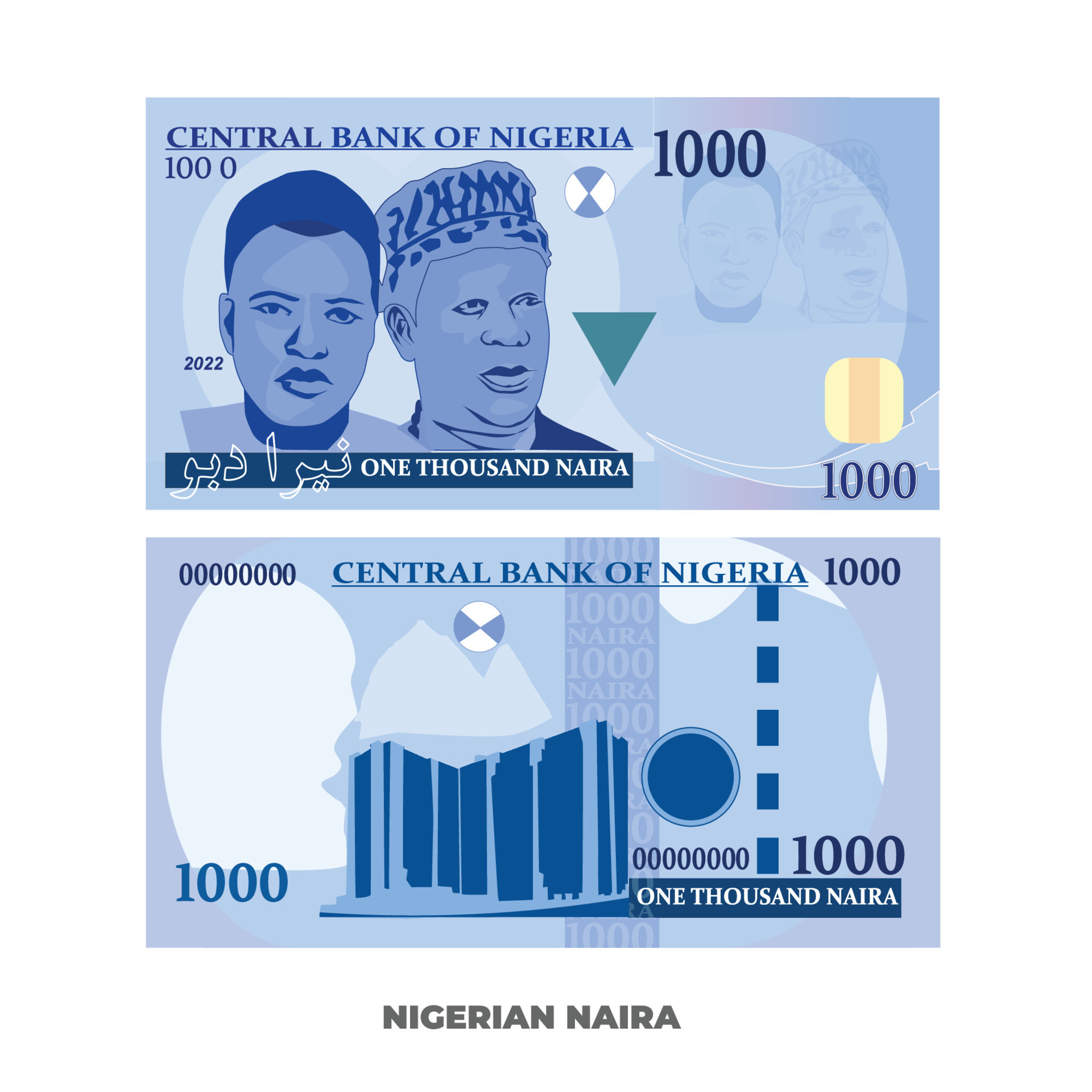 Vector Illustration Of 1000 Nigerian Naira Note Scalable And Editable 