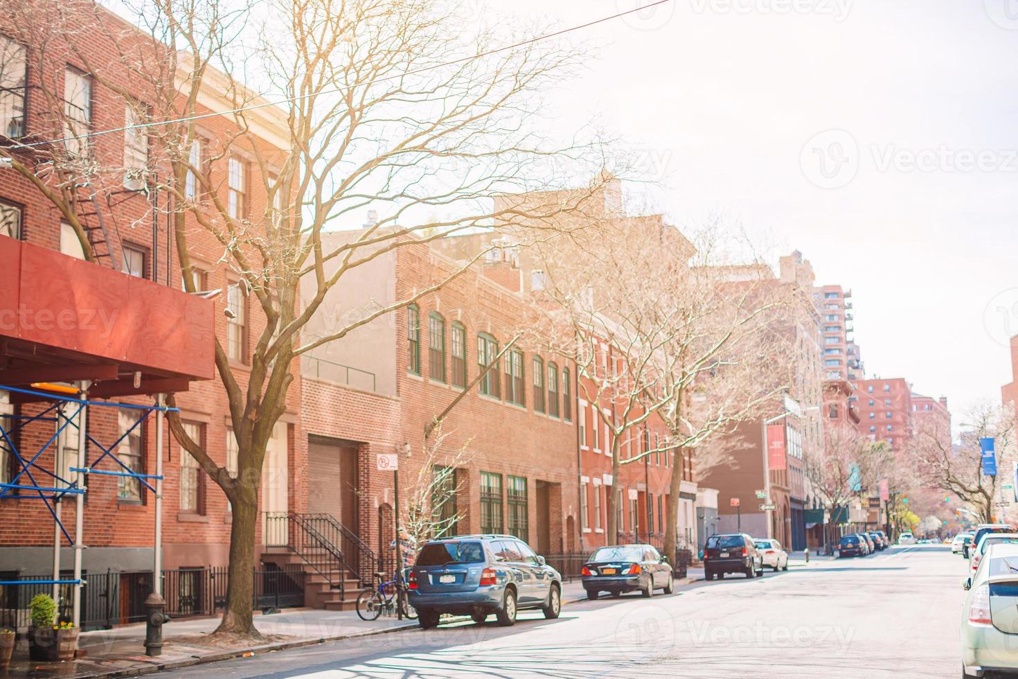 Empty streets in West Village at New York Manhattan, USA photo