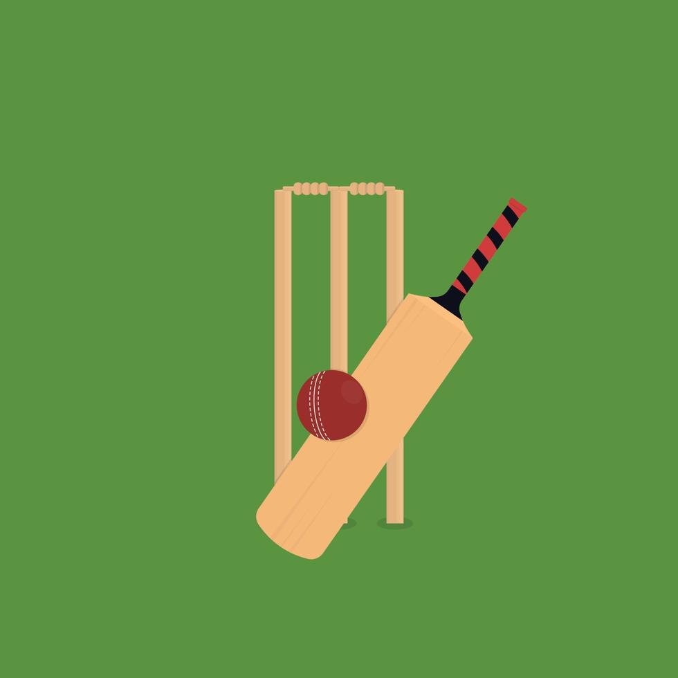 ilustración de conjunto de equipo de bate y pelota de cricket vector